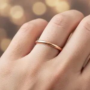 Rose Gold Engagement Ring Plain Wedding Ring For Her Thin Anniversary Band Rose Gold Tungsten Wedding Band 2MM Wide Thin Ring Ring For Women
