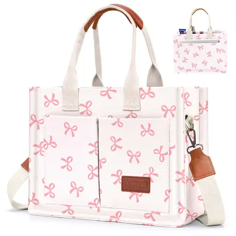 Women's Jumbo Heavy-Duty Reusable Canvas Tote Bag for Women - Large Opening, Zipper Lock, Adjustable Strap, College Everyday Bag, Fits Phone+Power+Lipstick+Bible