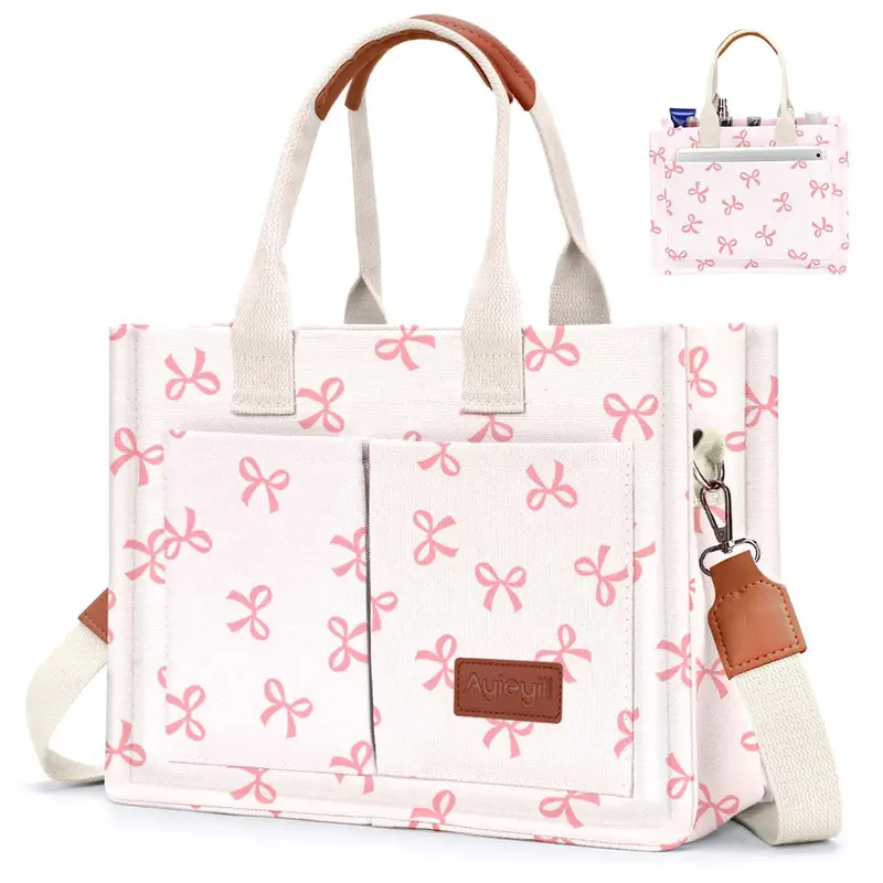 Women's Jumbo Heavy-Duty Reusable Canvas Tote Bag for Women - Large Opening, Zipper Lock, Adjustable Strap, College Everyday Bag, Fits Phone+Power+Lipstick+Bible