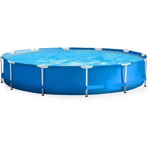 Metal Frame 12 Ft X 30 In Round Above Ground Outdoor Backyard Swimming Family Pool For Kids And Adults Ages 6 And Up, Blue