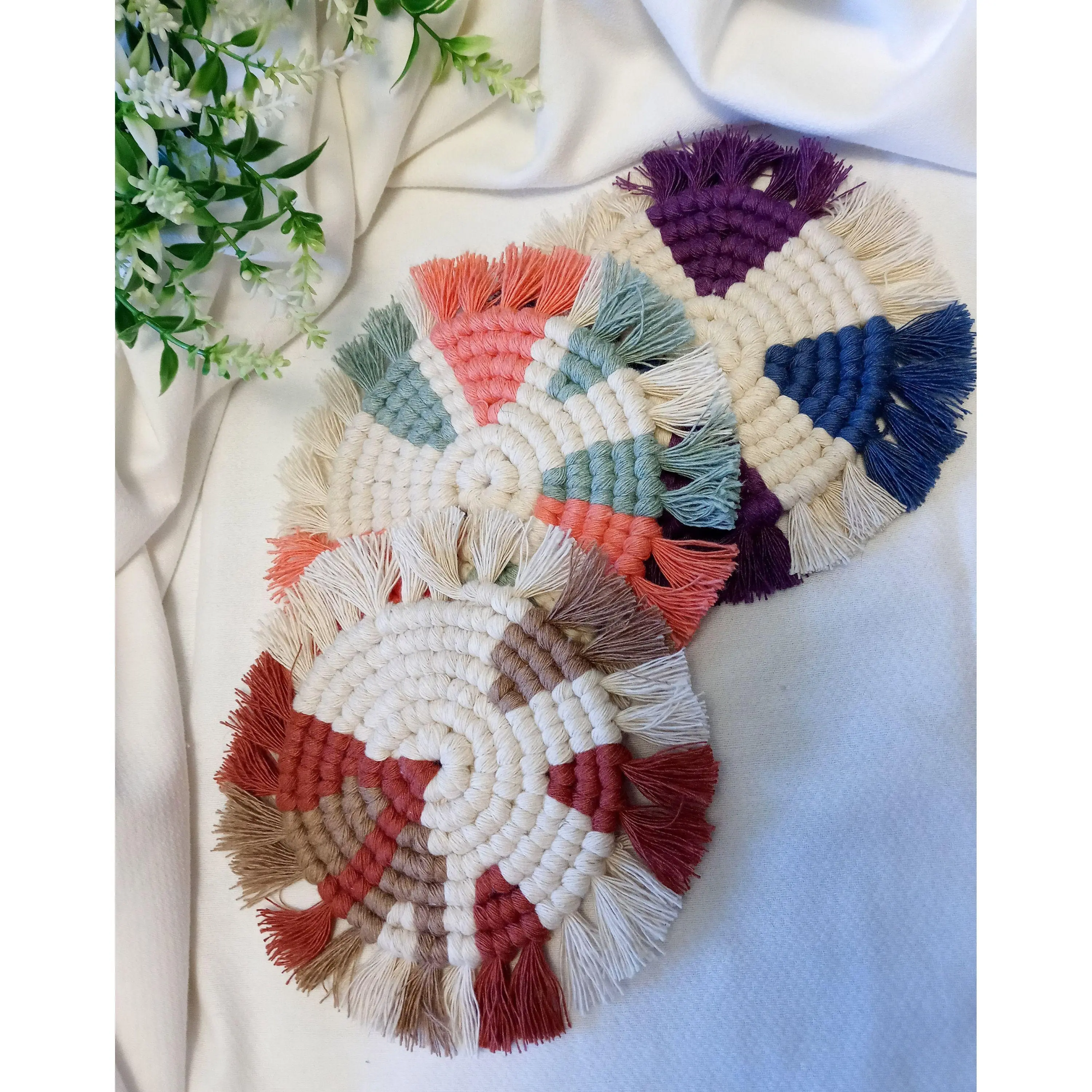 Abstract Macrame Coasters, Set of 2 Coasters