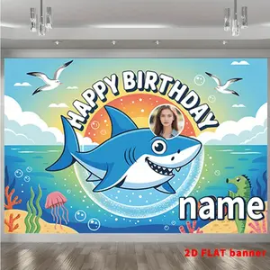 Custom Birthday Party Background Banner, Cute Waterhog Polyester Fabric, Ideal Decoration for Various Occasions, Perfect Photography Backdrop