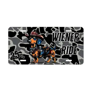 Wiener Ride License Plate Camo Funny Vanity Tag Aluminum Hunting Car Plate