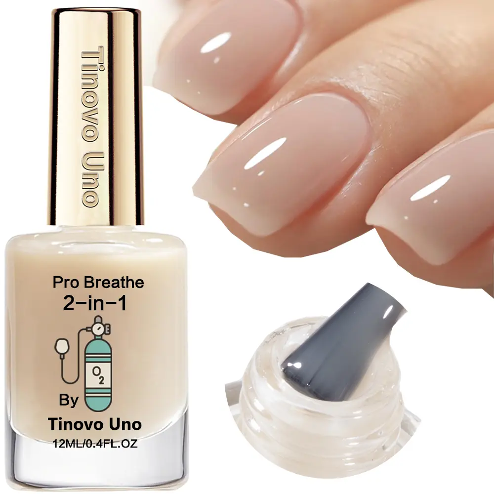Tinovo Uno 2-In-1 Nail Strengthener & Care, Nail Care Product, 12ml, Natural Jelly Beige – Quick-Drying Formula for Soft and Brittle Cuticles with Shine, Shine Enhancing Top Coat, Hydrating Nail Lacquer, Cuticle Oil Alternative, Nail Moisturizer