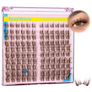 Brown Lash Clusters Wispy Lashes Kit Natural Cluster Eyelash Extensions CC-curly Eyelash Clusters Brown Individual Lashes with Bond &Seal &Remove &Eyelash Tweezers DIY Lash Extensions, Cosmetic Eyelash Extension