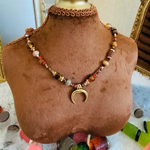 Egg Yolk Stone Crescent Necklace