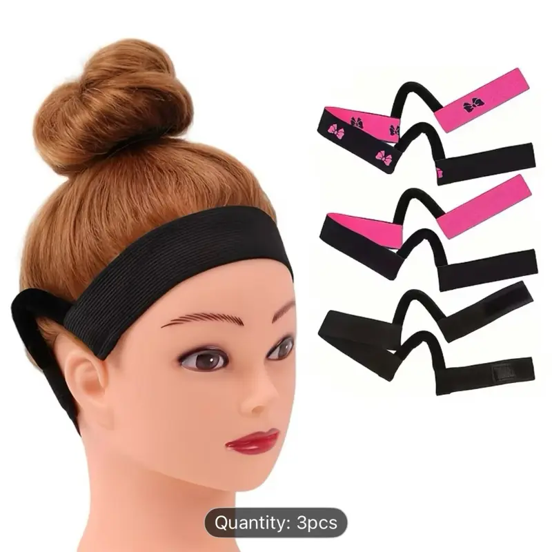 3pcs Adjustable Painless Human Hair Wig Edge Lace Frontal with Comfortable Melting Lace Elastic Band & Ear Hangers
