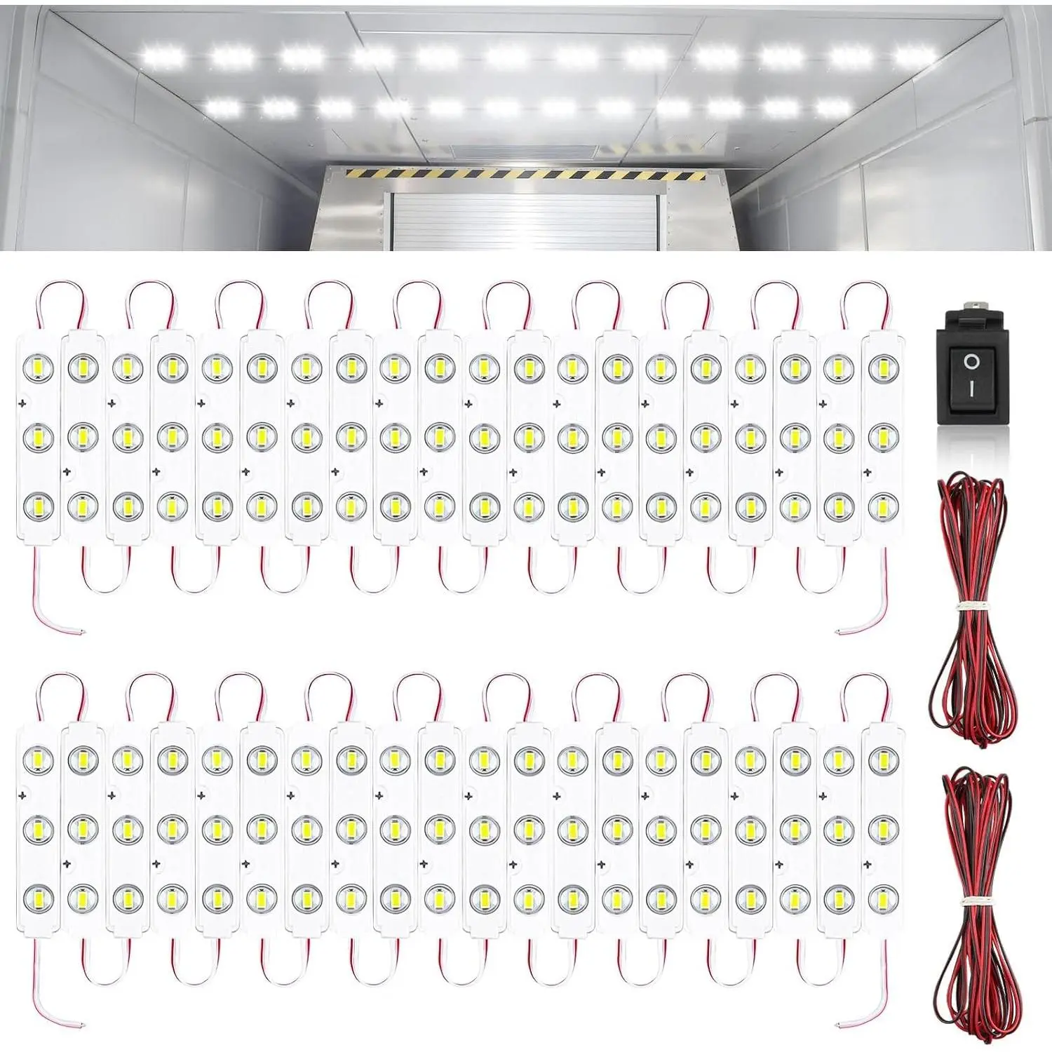 12V 120-LED Van Interior DIY Light Kit Set, 40-Module IP65 Rated Car Ceiling Lights with 2x 5m Extension Wires for Truck, Auto Vehicle