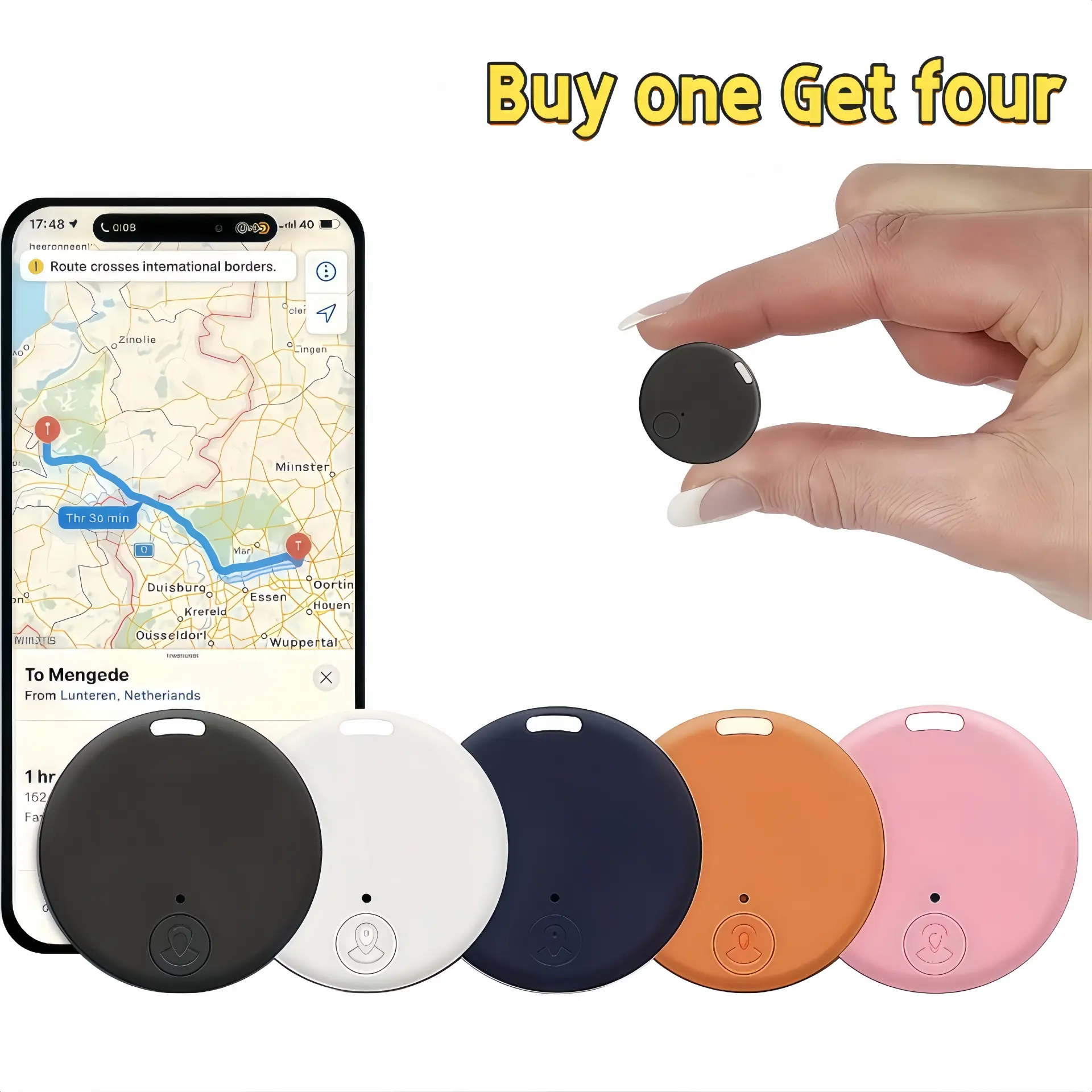 【Holiday Gift】Buy 1 Get 4 Water-Resistant Bluetooth Smart Tracker - Mini Wireless Tag with Phone Monitor, Remote Control, Remote Selfie Shutter for Keys, Wallets