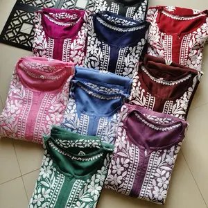 Premium Chikankari Work 3pcs Sets - Kurti & Plazzo, Lucknow Chikankari Handwork Top & Plazzo, Elegant Design, Pure Rayon Fabric - Suits, Comfort, Pants, Clothes