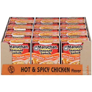 Maruchan Instant Lunch Hot & Spicy Chicken Flavor Ramen Noodle Soup Cups, 12 Count Case