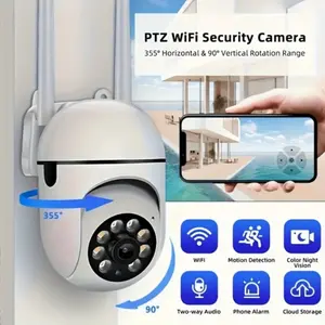 Wireless 1080P HD Indoor Outdoor Security Camera with Audio, Pan/tilt/zoom, 2.4g WiFi, Motion Tracking, Night Vision Camera, Ideal for Elderly Care and Pets