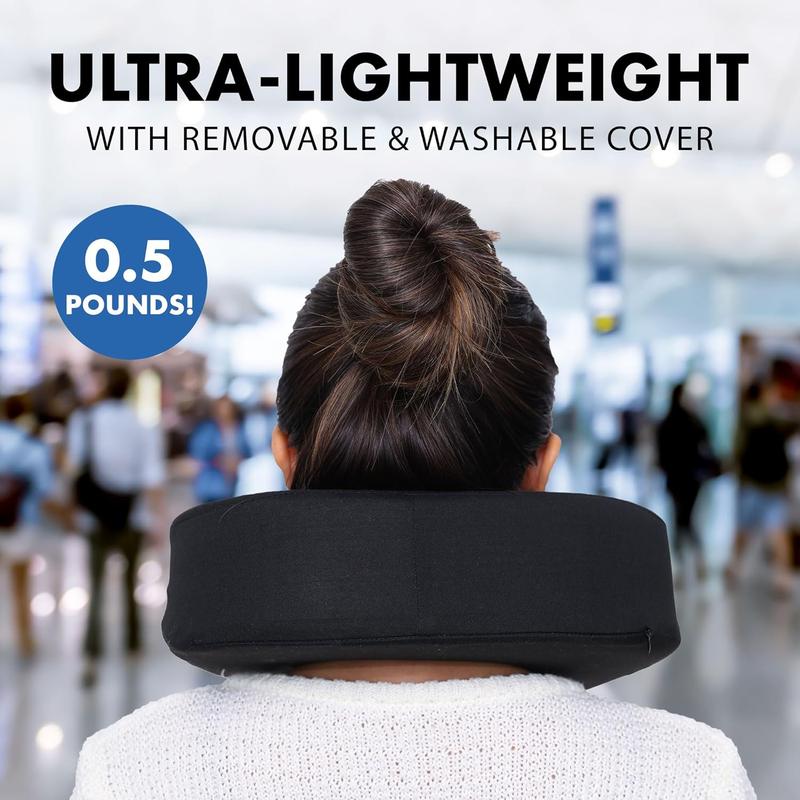 Travel Pillow - Ultra Lightweight & Comfortable Memory with Zipper Storage for Airplane, & Home Travel Accessory for & with Cooling, Breathable & Washable Fabric (Black) Travel Pillow - Ultra Lightweight & Comfortable Memory with Zipper Storage for Airplane, & Home Travel Accessory for & with Cooling, Breathable & Washable Fabric (Black)