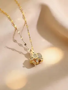 Small Elephant Pendant Necklace, Elephant Design Pendant, Vacuum Plated, 18k Jewelry, Daily Wear Necklace, Stylish Accessory for Women & Girls, Perfect Gift Idea, Dainty Necklace