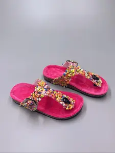 Fashionable Colorblock Decor Slides, Casual Comfortable for Indoor Outdoor Wear, Durable Pvc Sole Open Toe Slippers for Women, Shoe