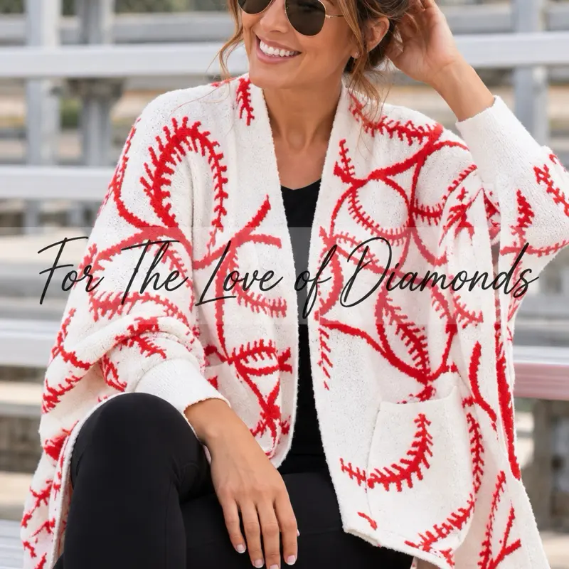 Baseball Poncho for Women – Baseball Mom Game Day Wrap, Cozy Oversized Cape