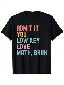 Retro "low-key love math brothers" pattern T-shirt -100% cotton unisex street style slightly elastic, suitable for math teachers and geeks regular casual shirt, comfortable all season (sizes S to XXXL), long sleeve math theme T-shirt