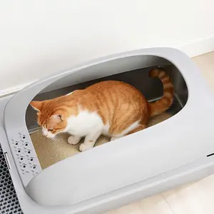 【Black Friday】Extra Large Stainless Steel Litter Box with Lid, Non-Sticky & Easy-to-Clean Metal Box for Big Cats,Dark Gray/Black/Light Grey