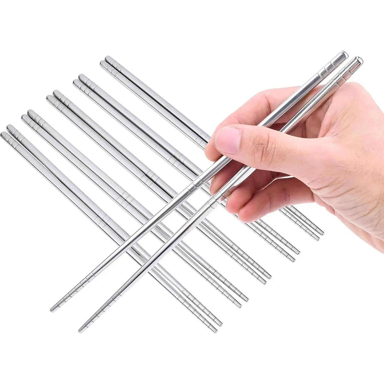 5 Pairs  Stainless Steel Chopsticks  Lightweight Metal Chopsticks Dishwasher Safe