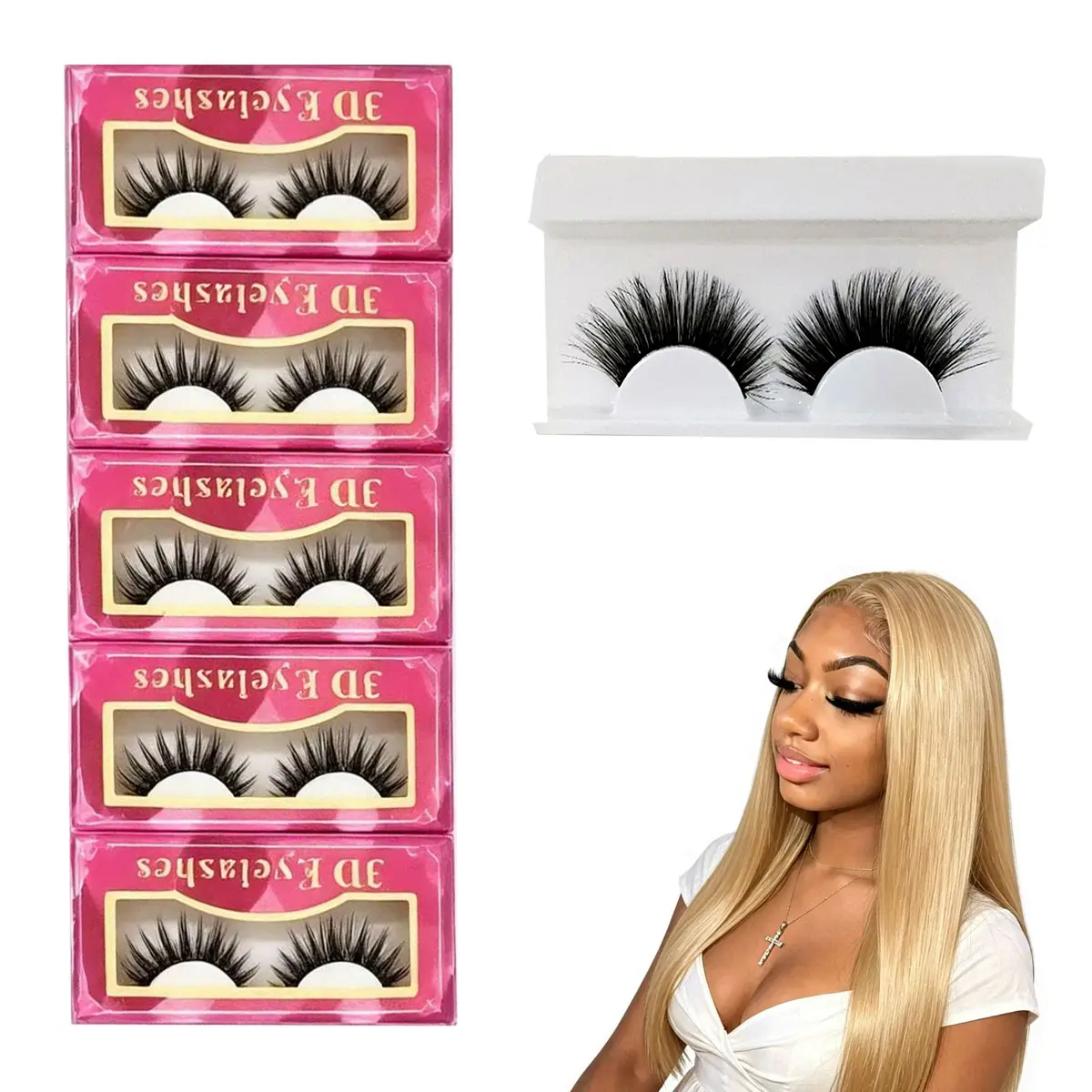 5 Pairs Viral 3D Faux Mink Lashes Set | Fluffy Wispy Cat Eye False Eyelashes, Lightweight Reusable Strip Lashes for Everyday Look