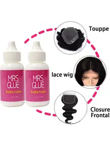 Invisible Traceless Hair Gel, Waterproof Sweatproof Long-Lasting Extreme Hold Lace Wig Glue, 2 Bottles, Hairline Fixing Adhesive