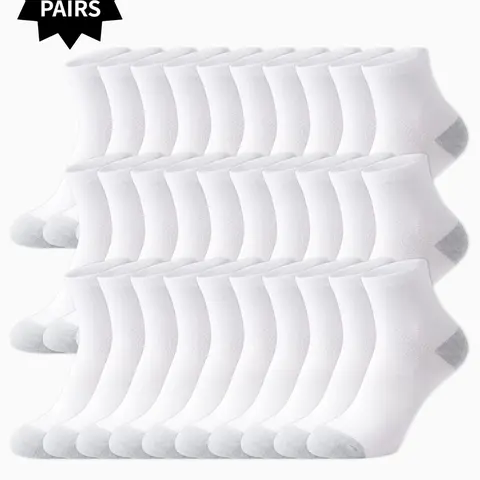30 Pairs of Unisex Solid-Color Crew Socks Plain Socks Elastic Socks, All Season Athletic Socks Breathable, Comfortable, Soft, Casual, Minimalist Style Women's Casual Everyday Pre-Cut Socks Sports Socks Sock Sets