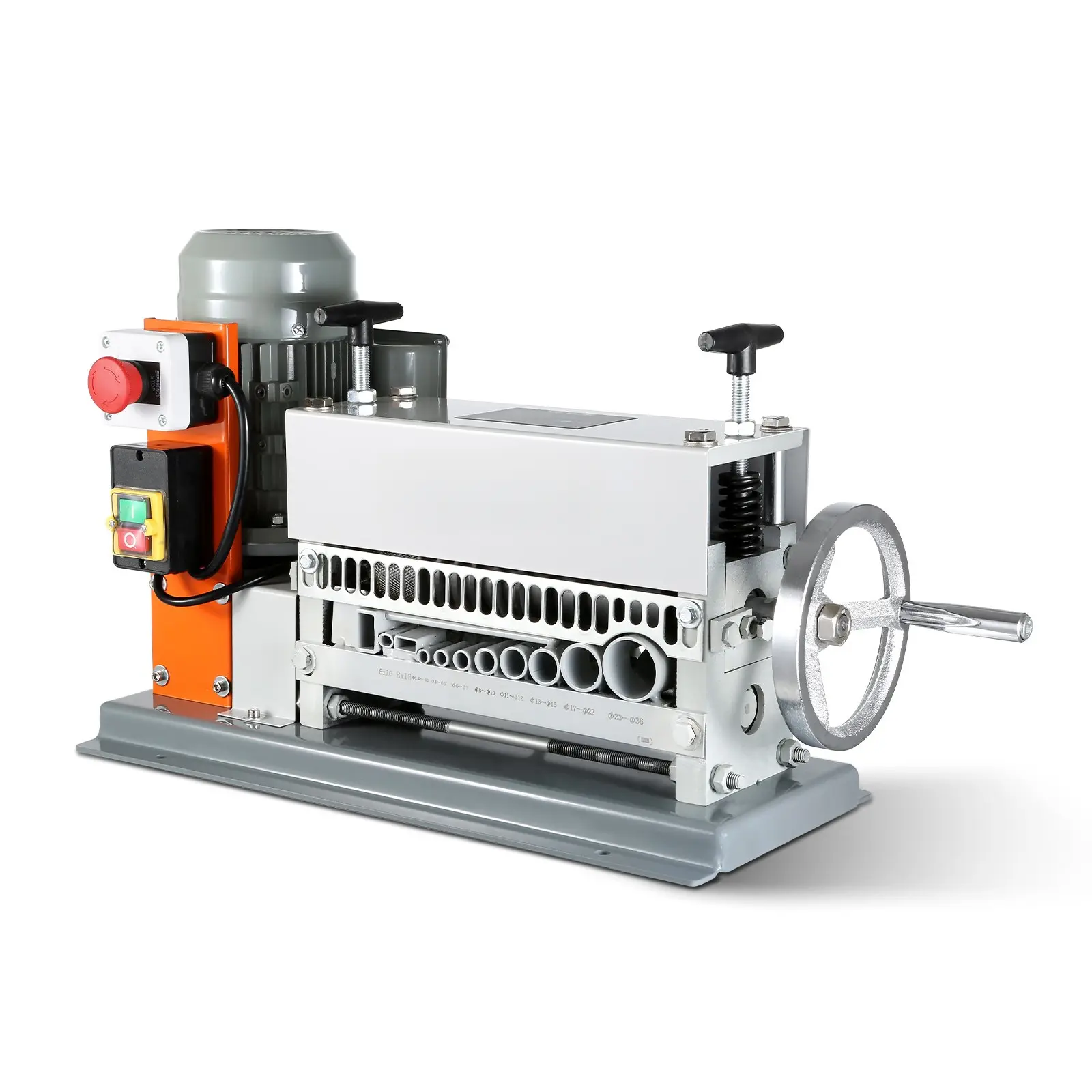 Automatic Wire Stripping Machine, 370 W Electric Motorized Cable Stripper with 0.06"-1.42" Range, 88 Ft/min Speed, 11 Channels/11 Stripping Holes, Extra Manual Crank for Scrap Copper Recycling, Ideal for Cable/Wire Manufacturers, All Seasons Use, High Str