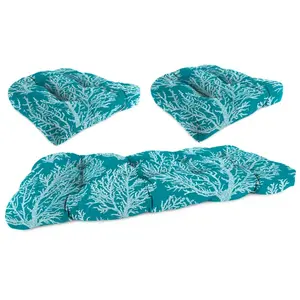 44 in. L x 18 in. W x 4 in. T Outdoor Rectangular Wicker Settee Bench Cushion in Seacoral Turquoise