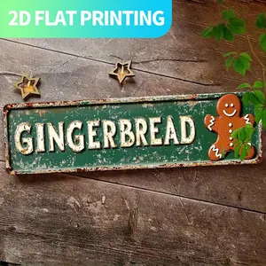 2D Flat, 1pc Vintage "GINGERBREAD" Metal Sign - 15, 7x3, 9 Inch Aluminum Wall Decor with Pre-Drilled Holes, Rustic Farmhouse Kitchen Porch Decoration, Gothic Home Decor, Unique Gift for Friends & Family, Kitchen Wall Art | Retro Wall Sign | Durable Wall A