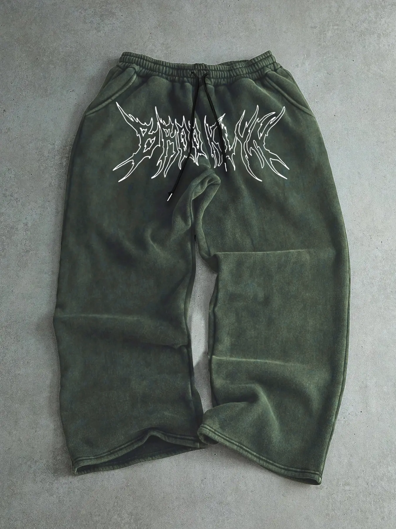 Trendy Street Style Drawstring Knit Sweatpants, Letter Print, Casual Fashion, Comfortable Fit, Suitable for All Occasions