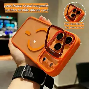 For iPhone 17 Pro Max 16 15 14 13 12 11 Plus Pro Magnetic Case,Compatible with MagSafe,Built-in Camera Stand & Camera Lens Protector,Military-Grade Drop Protection Shockproof Acrylic Clear Phone Case