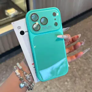 Dopamine Crystal Glass Phone Case for iPhone 17/16/15/14/13/12/11 Pro Max, 16/15/14 Plus - Summer Minimalist, Full-Coverage, Shock-Resistant, Solid-Color Mobile Phone Cover
