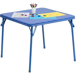 Kids Blue Folding Table with Padded Top and Powder Coated Locking Legs