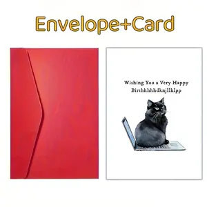 Cute Cat Birthday Card, Happy Birthday Greeting Card, 10x15 Cm / 4x6 Inch, Includes Envelope, Perfect Gift for Cats Lover