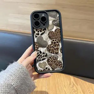 Black Leopard Print Love Pattern TPU Material Anti-Drop Hole Precise All-Inclusive Protective Case Suitable for IPhone17 11 12 13 14 15 16 Pro Max Air Plus