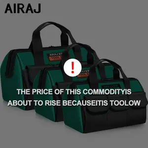 AIRAJ 3pcs Set 13/16/18 Inch Extra Durable Heavy Duty Canvases Tool Bag - Wide Mouth Design For Easy Access &- Secure Carrier With Multiple Inside Pockets - Perfect For Tradesmen And Mens Hand Tools Storage Need Ballistic Nylon Tool Bag