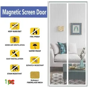 Magnetic Mosquito Net Door Curtain, No Drilling Required, Breathable Mesh Screen for Bedroom Living Room Dining Area, Summer Ventilation Solution