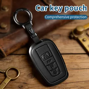 Compatible With Toyota Key Fob Cover with Keychain genuine leather Key Shell Case,For 2019-2025 Rav4 2019-2024 Camry 4 Runner 2020-2022 Highlander Corolla Prius C-HR Avalon GT86
