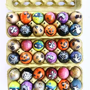 Halloween CASCARONES, Confetti Eggs 3 Dozen - FUN Hand Painted 36 Eggs Ghosts Pumpkin
