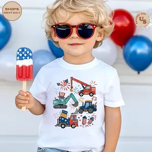 4th Of July  Shirt, Work Machine Boy Shirt, Fourth Of July Boy T-Shirt, Happy 4th Of July Shirt, American Boy Shirt