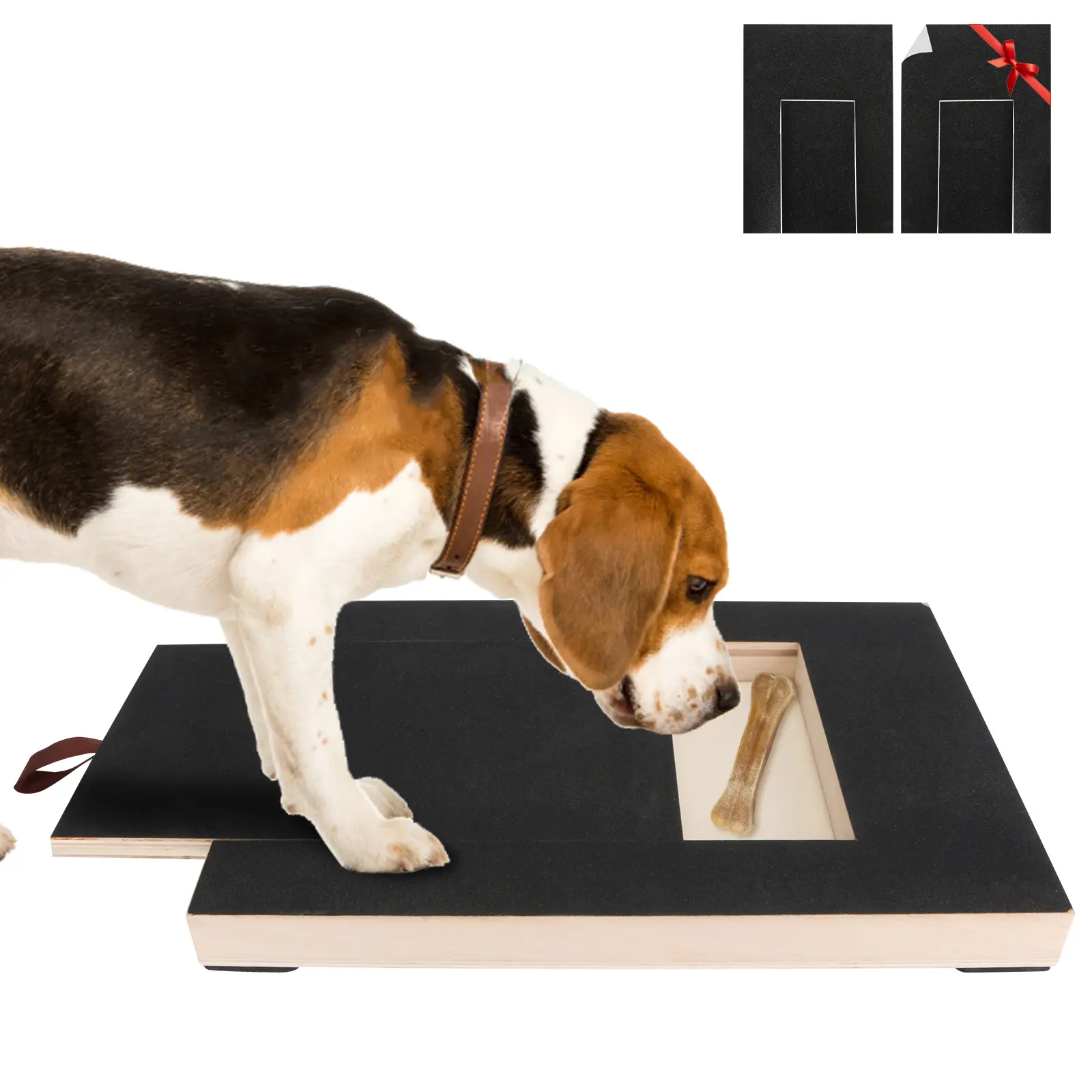 Dog Nail Scratcher Board File - Non-Slip Square Sandpaper Emery Scratch Mat for Puppy Claw Trimming with Treat Holder