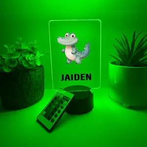 Alligator LED Night Light Birthday Gifts For Toddlers, kids, Baby, Adult Teen Girls Christmas Present, Bedroom Decor, FREE Personalization, 16 Color Options light with remote included, Laser Engraved in USA Medic First Responder Engine Ladder Firefighter