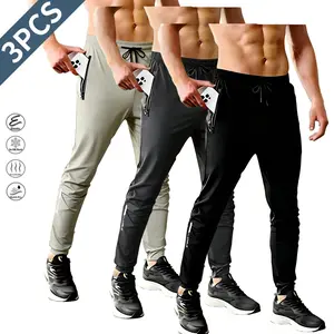 3-Pack Men's Slim Fit Cuffed Joggers Men's Performance Joggers - 80% Polyamide 20% ElastaneStretchable & Durable - Ideal for Running & Training