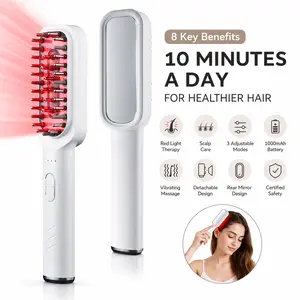 Scalp Therapy Comb with Red Light & EMS Microcurrent,Advanced Based Hair Product for Women, Professional Hair Growth Devices with Vibration Massage, Essential Hair Tools & Nourishing Hair Products for Thinning Hair & Scalp Care