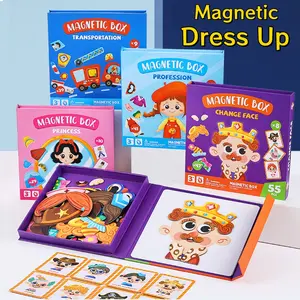 Magnetic Dress-Up DIY Face-Changing Puzzle Set for Kids Ages 3-6, Educational Role Play Toy Compatible with Puzzle Board Table, Creative Imagination Game Gift for Boys & Girls
