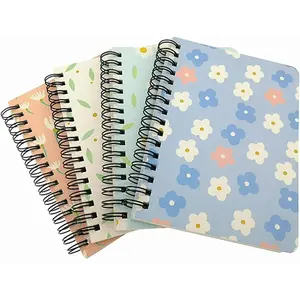 4 Pack Small Spiral Notepad Journal,Wirebound Ruled Sketch Book Notebook Diary Memo Planner,A6 Size(5.7X4.1) & 80 sheets (Flower B)
