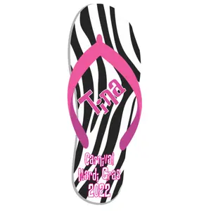 Zebra Printed Flip Flop Cruise Door Magnet – 7” Custom Name Magnet for Ship Cabin Door Fridge, Locker & Metal Wall Decoration – Reusable Non-Slip Decorative Magnet - Vacation Keepsake Gift for Family Trips, Party & More