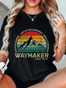 100% Cotton Unisex Vintage Waymaker Promise Keeper Miracle Worker Christian T-Shirt Christ Christian Tops Casual Top