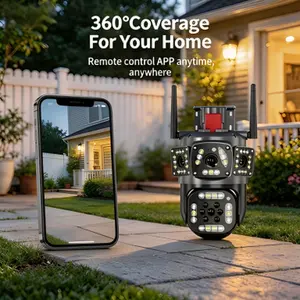 3 Lens Panoramic Outdoor Security Camera Wireless PTZ Waterproof Surveillance Camera Full Color Night Vision Home Security Camera