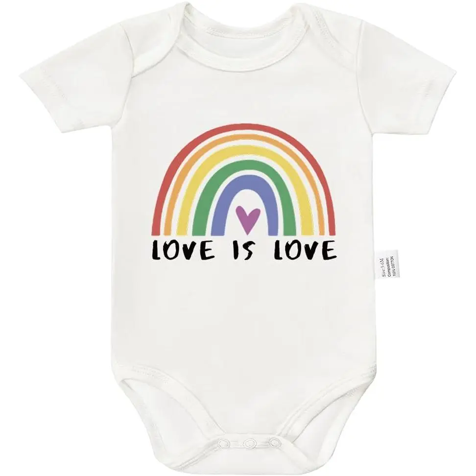 LGBTQA Baby Announcement Love is Love Rainbow Baby Bodysuits, Funny Pride Womens Clothing, Boys Girls Newborn Outfit